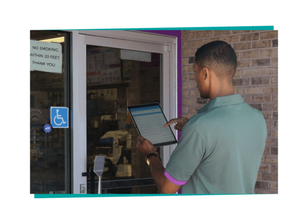 Employee checking door