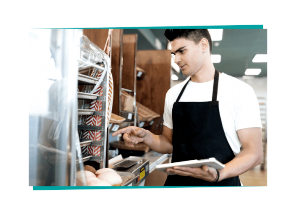 Employee on tablet