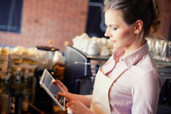 Team member using tablet