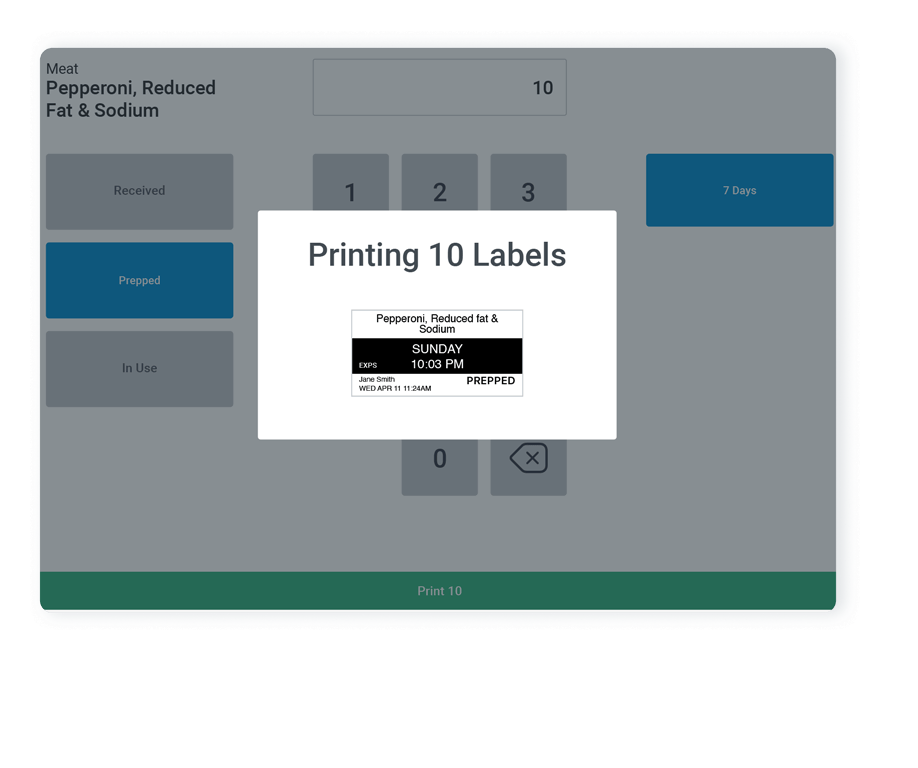 Food prep label printing