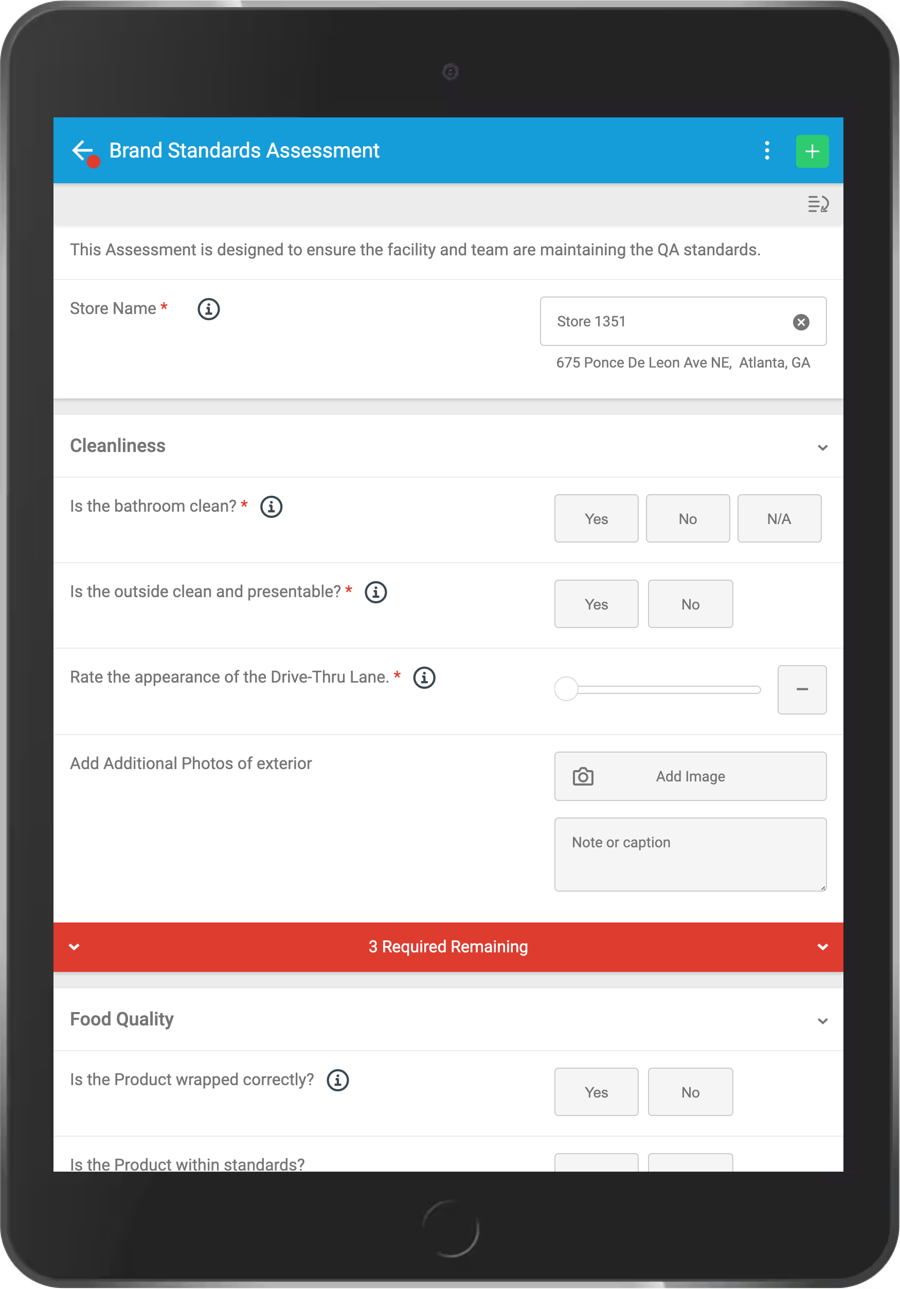 Example checklist from Zenput on an iPad