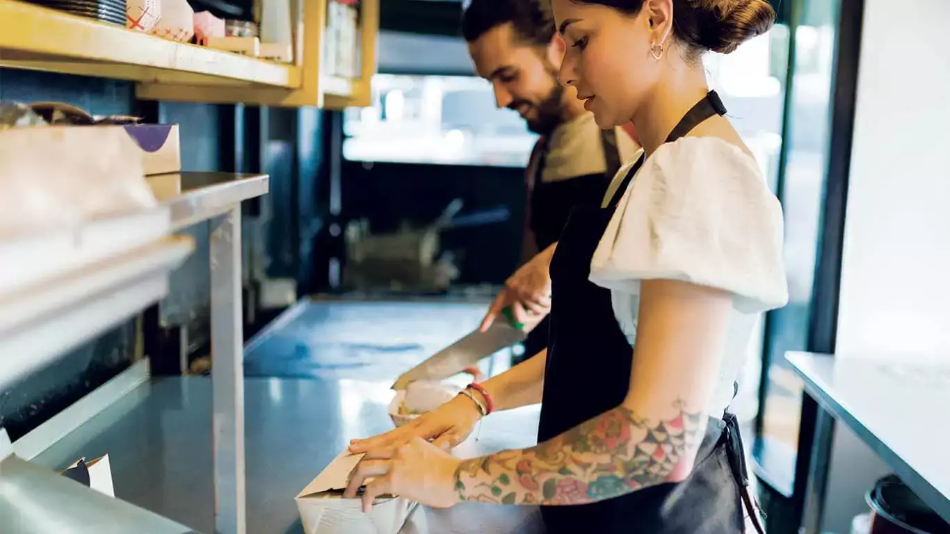 Preparing food on a counter